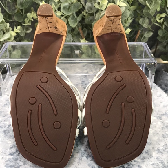 Naturalizer Sana White Banded 2.5” Cork Heels Women’s 8.5M narrow comfortable - Picture 11 of 12